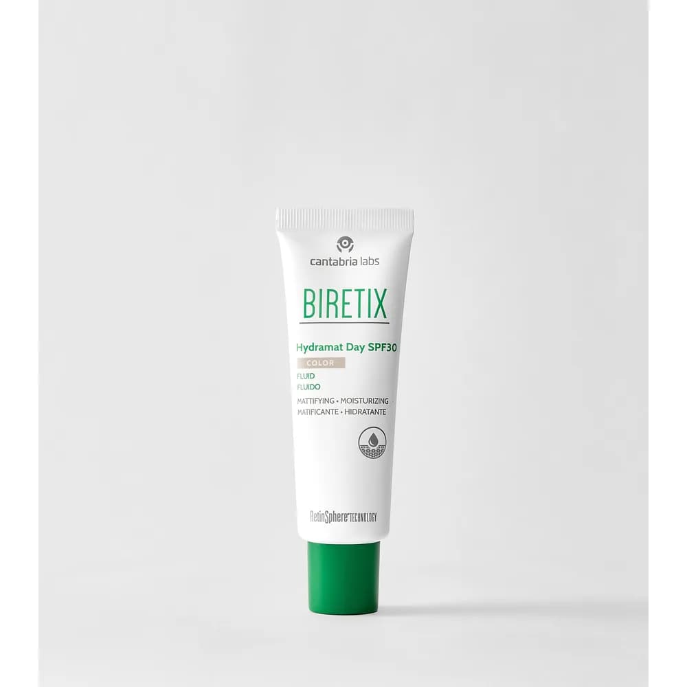 BIRETIX Hydramat Color SPF30 · Матуючий флюїд з тоном для проблемної шкіри з SPF 30